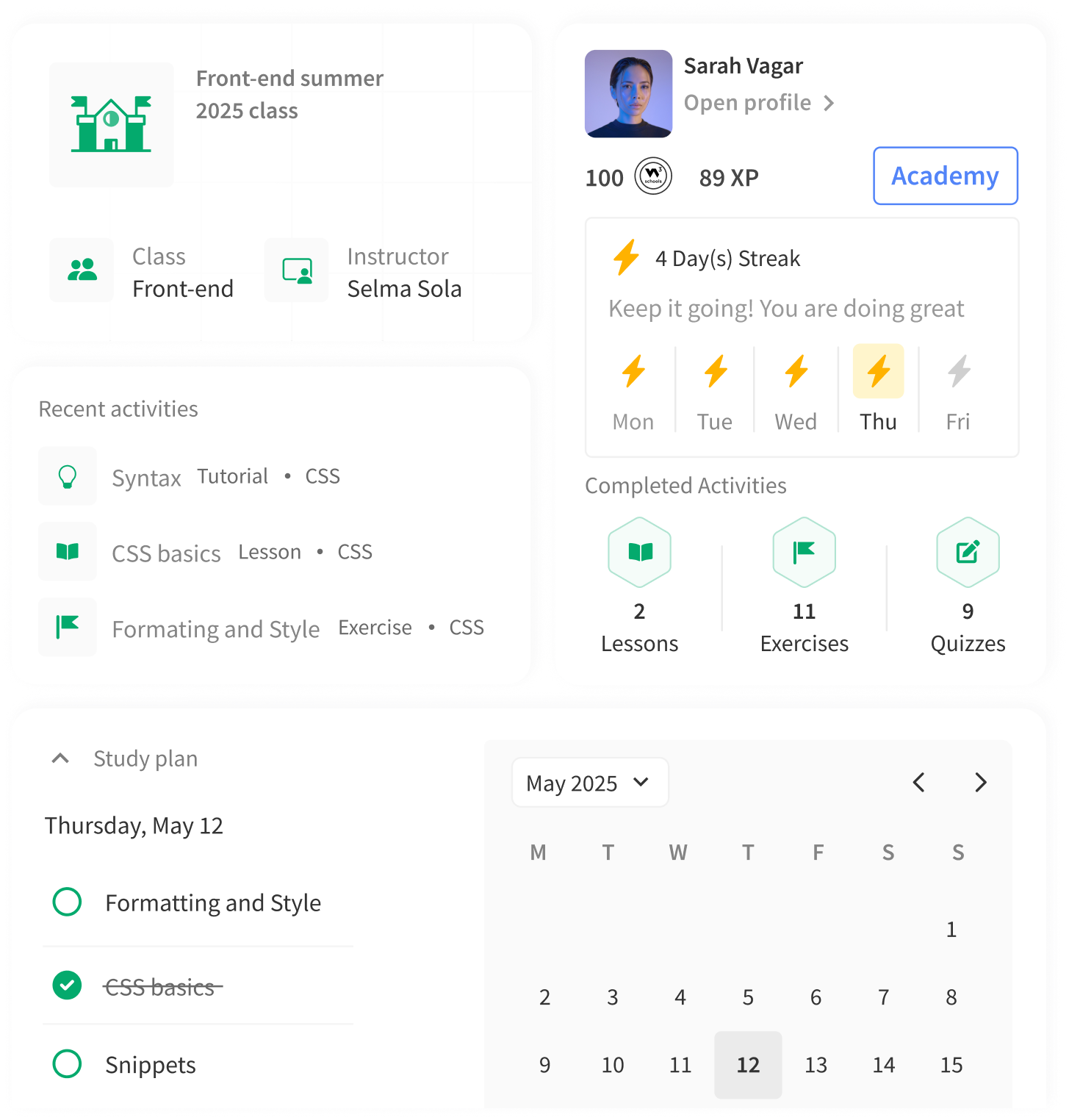 Study Plan Structure Interface